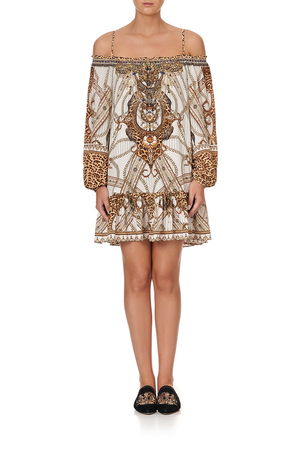 OFF SHOULDER DRESS WITH STRAPS MIND YOUR MANOR