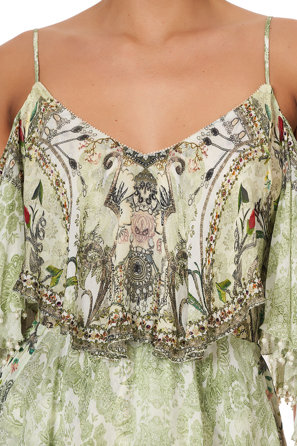 RUFFLE DRESS WITH TIE SLEEVE BRICK LANE BEAUTY