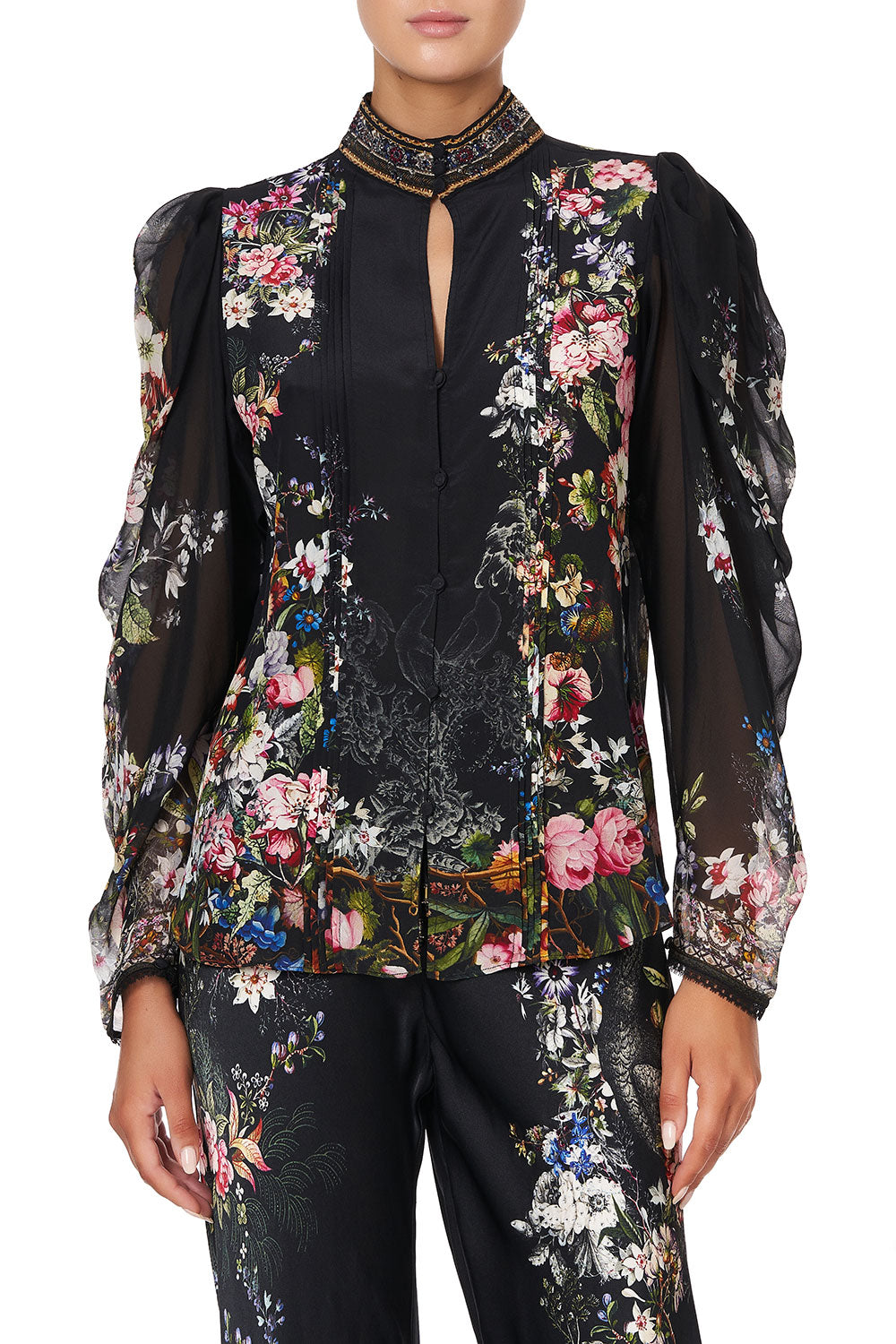 PINTUCK BLOUSE WITH DRAPED SLEEVE FROM THE ARCHIVES