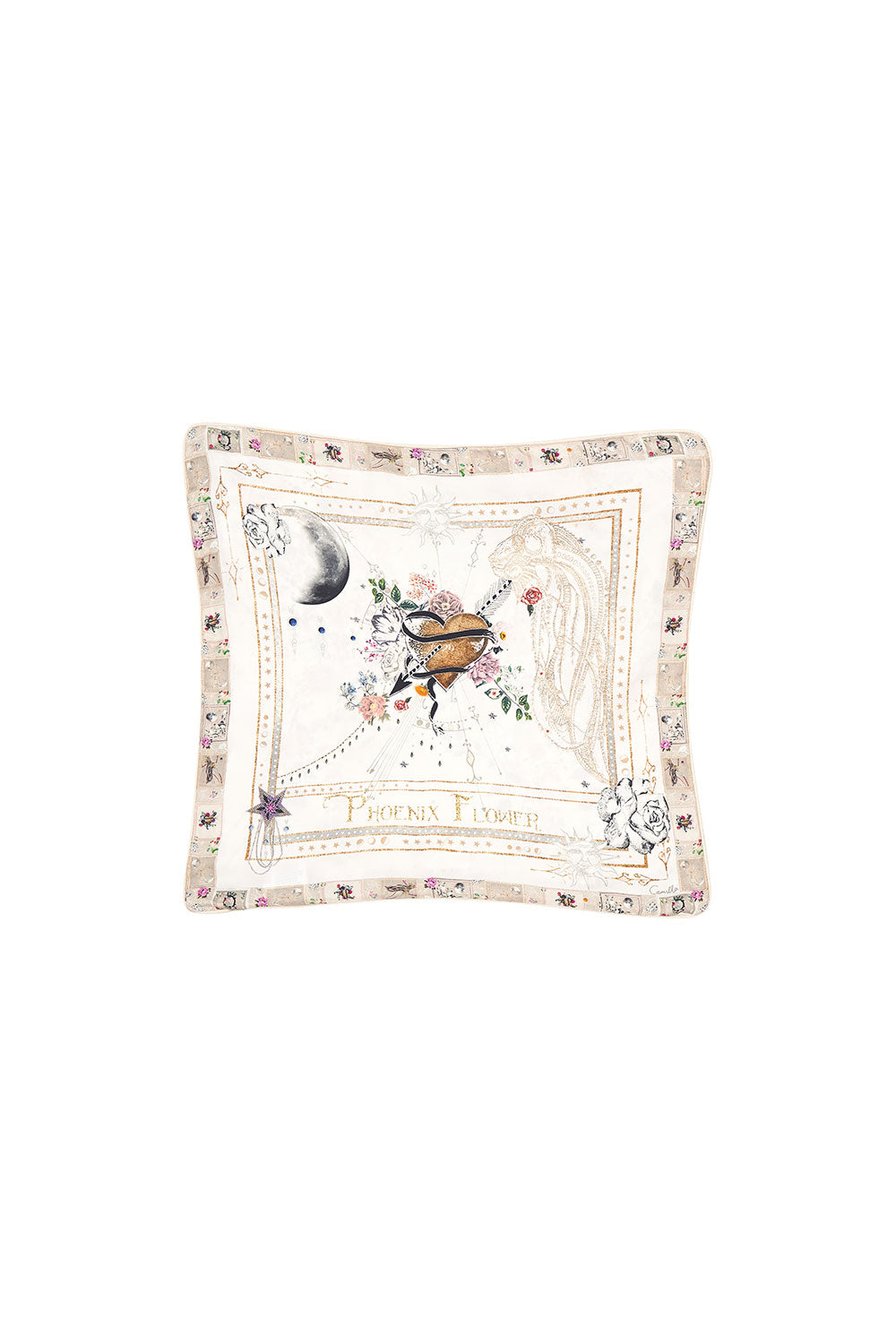 SMALL SQUARE CUSHION PHOENIX FLOWER