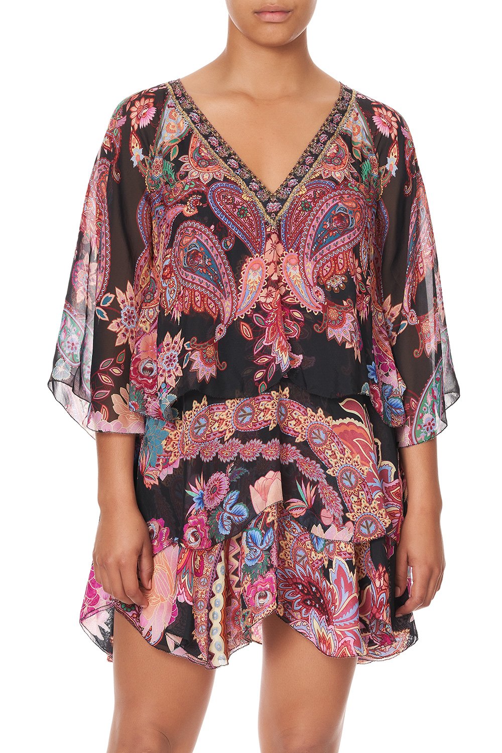 LAYERED FRILL SHORT DRESS SWINGING SIXTIES