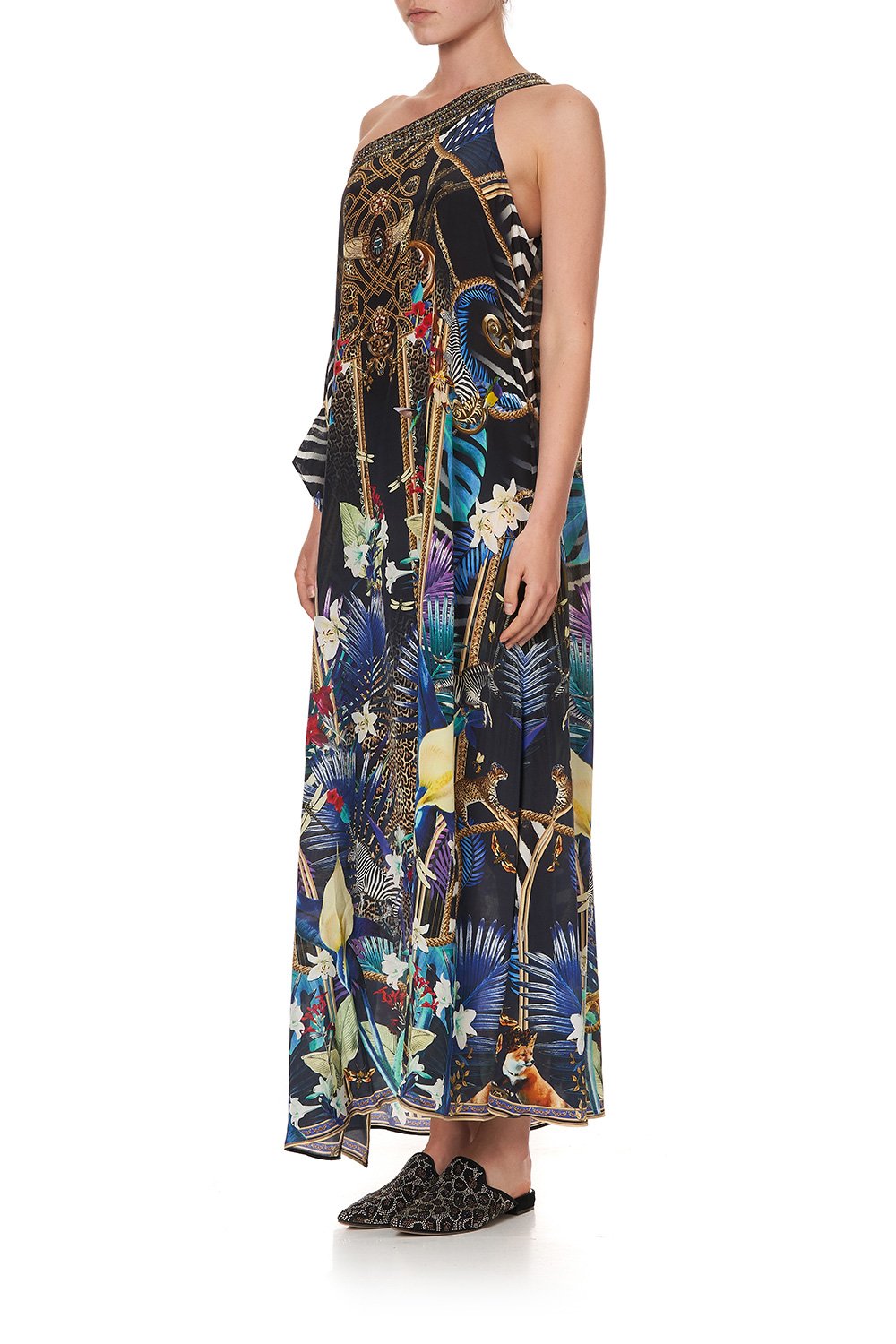 ONE SHOULDER KAFTAN WITH NECKBAND RAINBOW ROOM