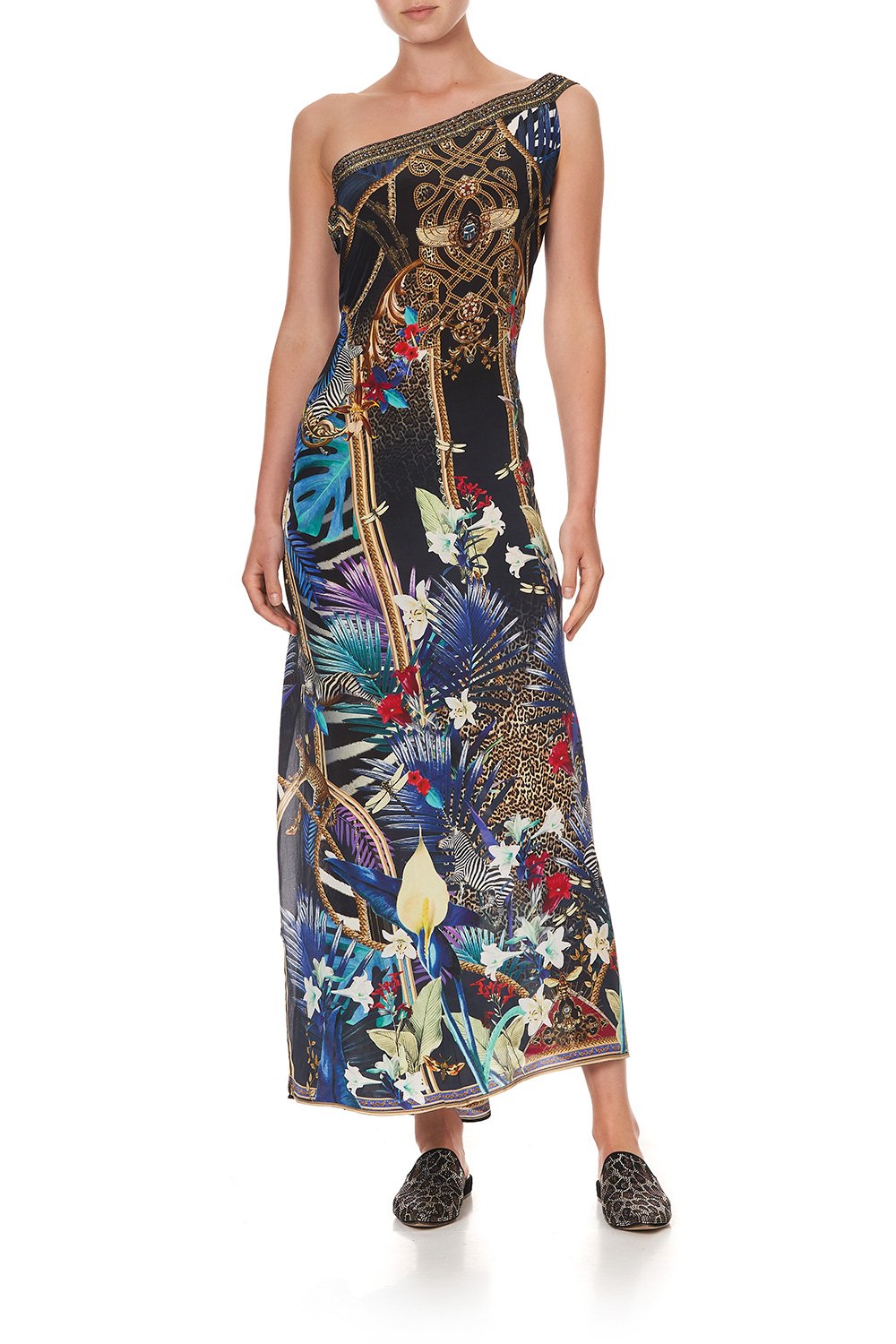 ONE SHOULDER KAFTAN WITH NECKBAND RAINBOW ROOM