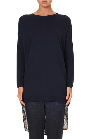 LONG SLEEVE JUMPER WITH PRINT BACK DRIPPING IN DECO