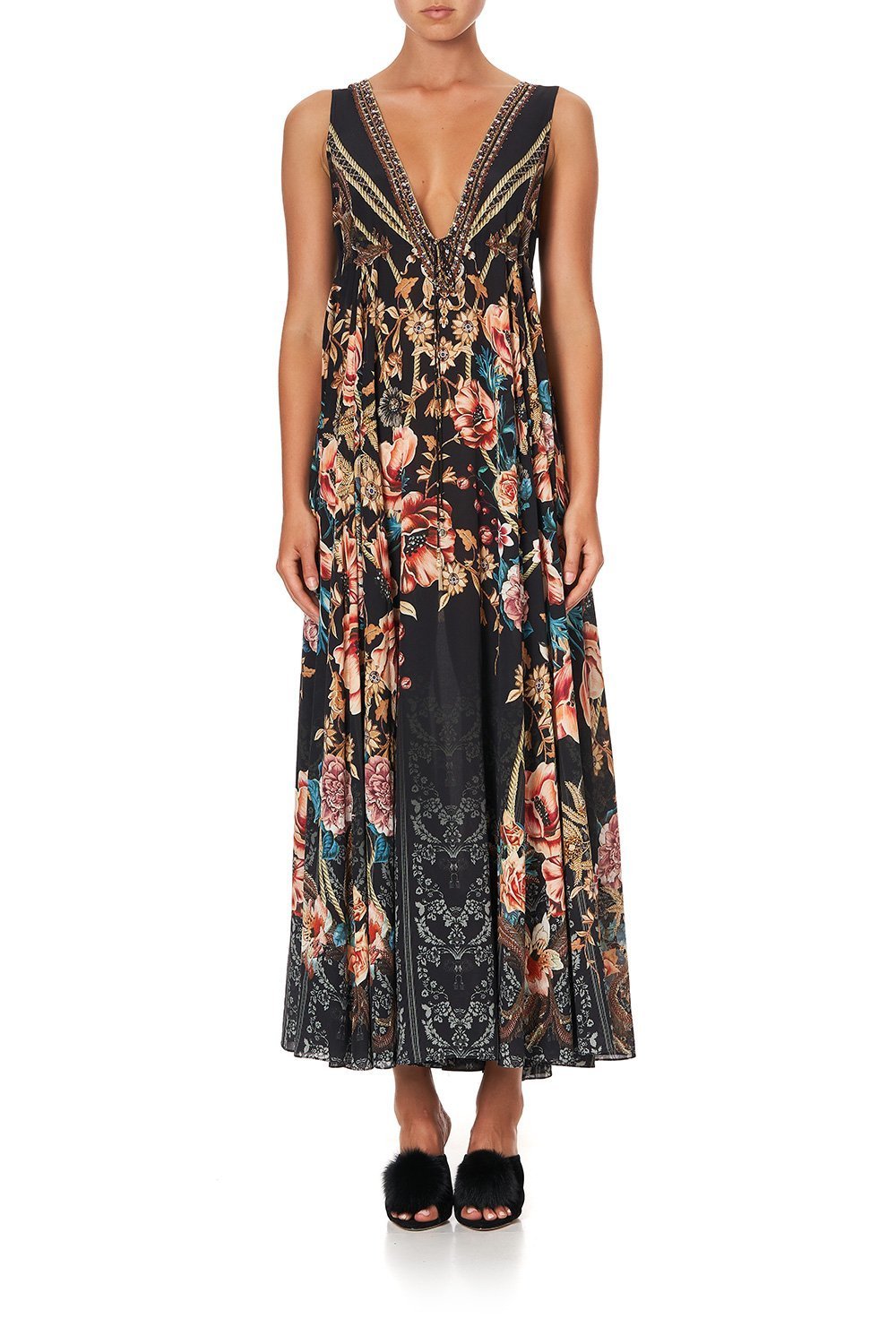 LONG V NECK DRAWSTRING DRESS BELLE OF THE BAROQUE