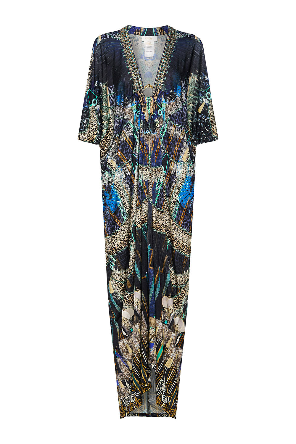 METAL RING JERSEY KAFTAN DRIPPING IN DECO