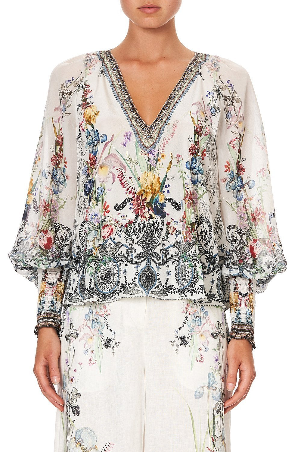 SHIRRED CUFF BLOUSE TRUE ROMANCE