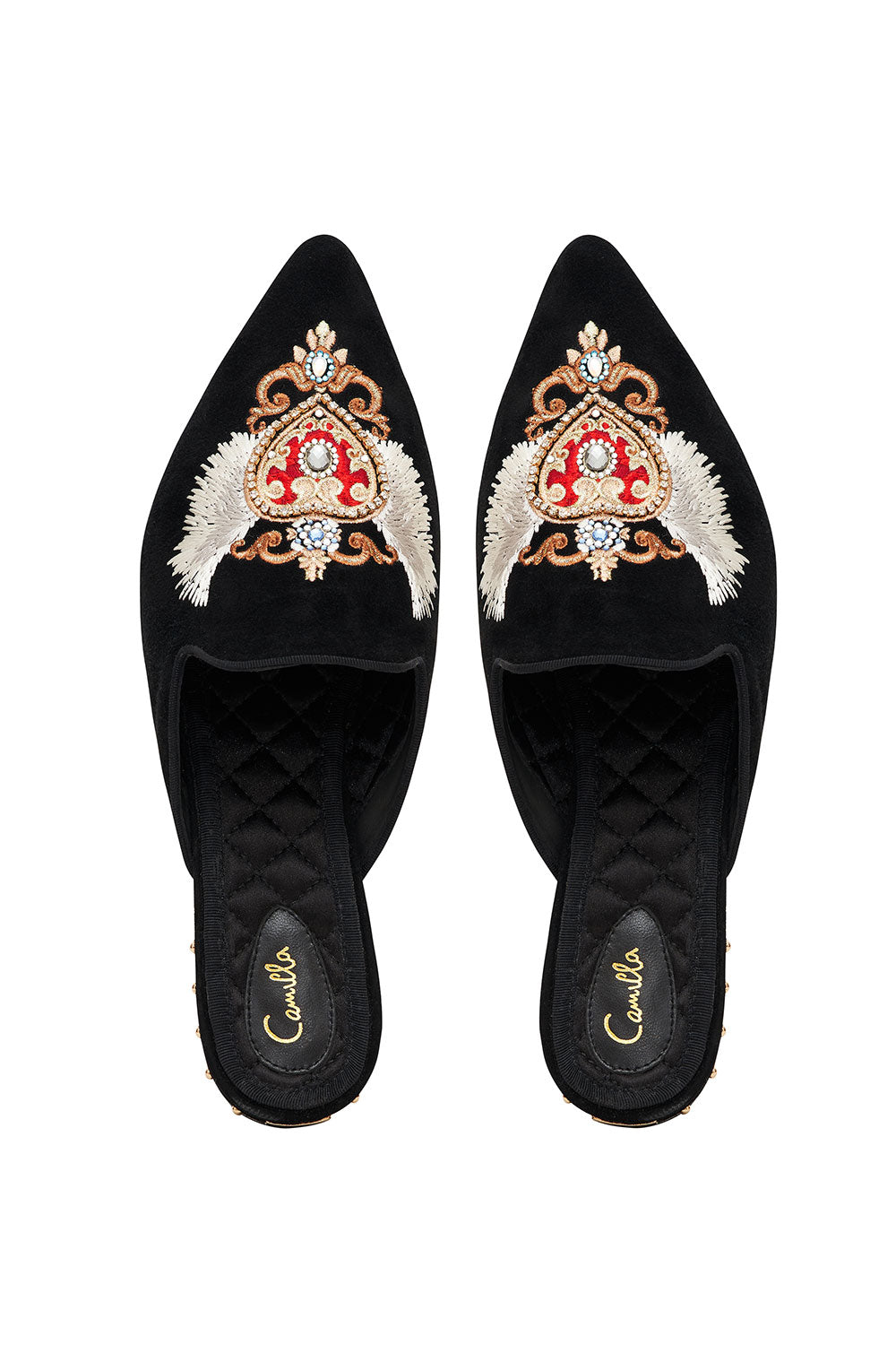 EMBROIDERED SLIPPER SOLID BLACK