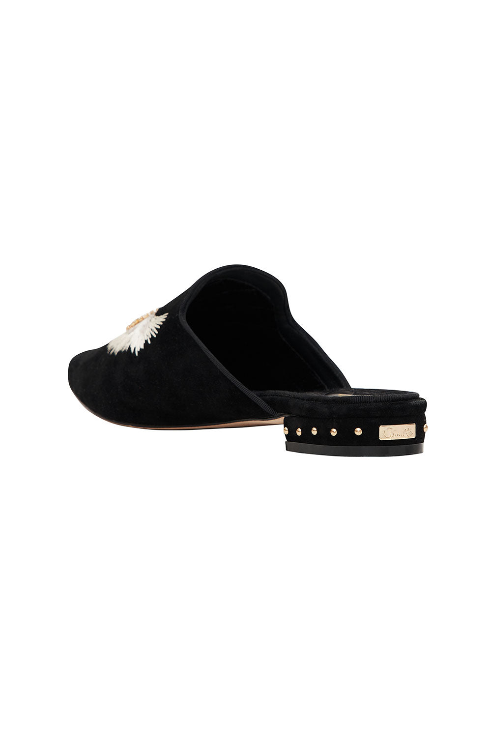 EMBROIDERED SLIPPER SOLID BLACK