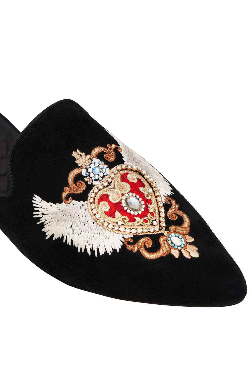 EMBROIDERED SLIPPER SOLID BLACK