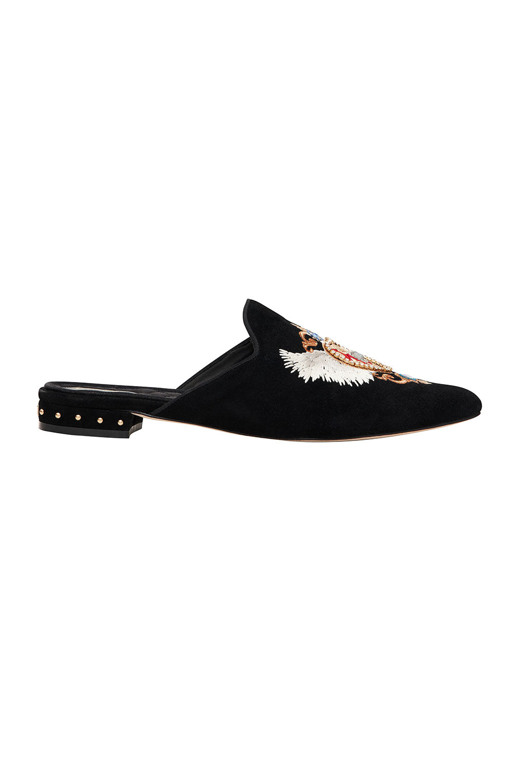 EMBROIDERED SLIPPER SOLID BLACK