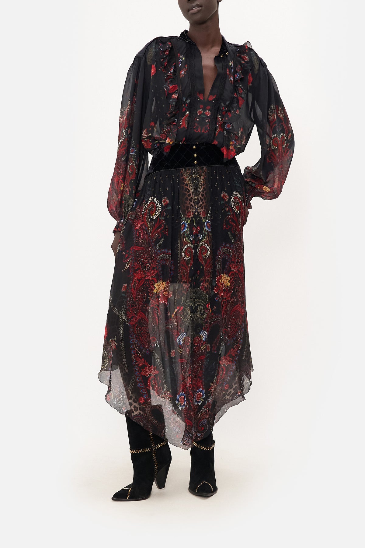 SHAPED WAIST SKIRT WOODSTOCK ROCK