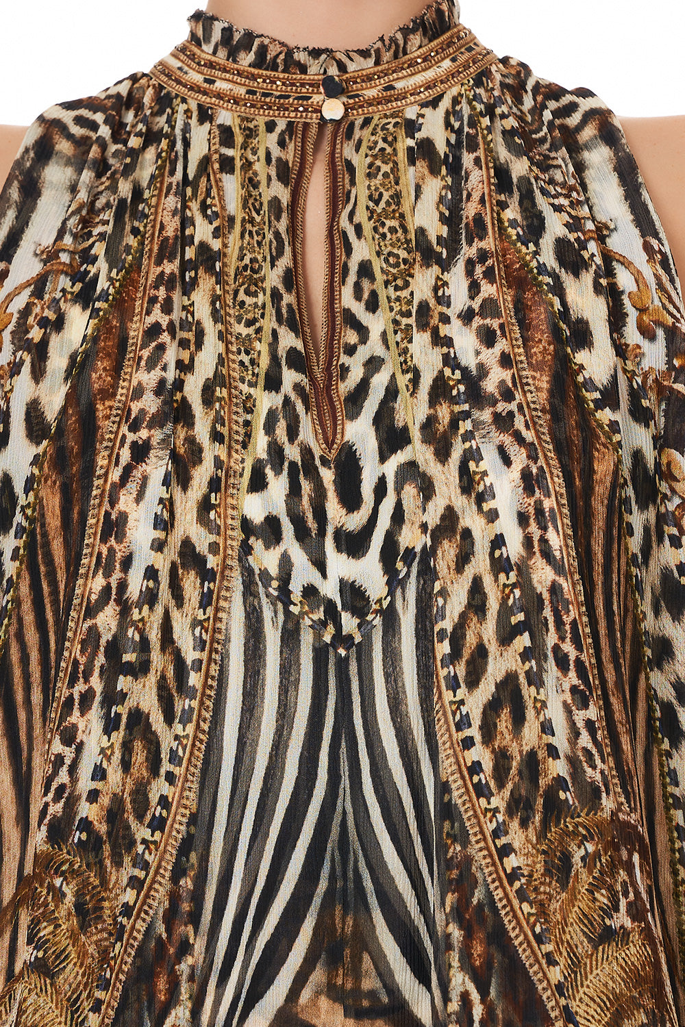 HIGH NECK RUFFLE DRESS BERKELEY ST AFTER DARK