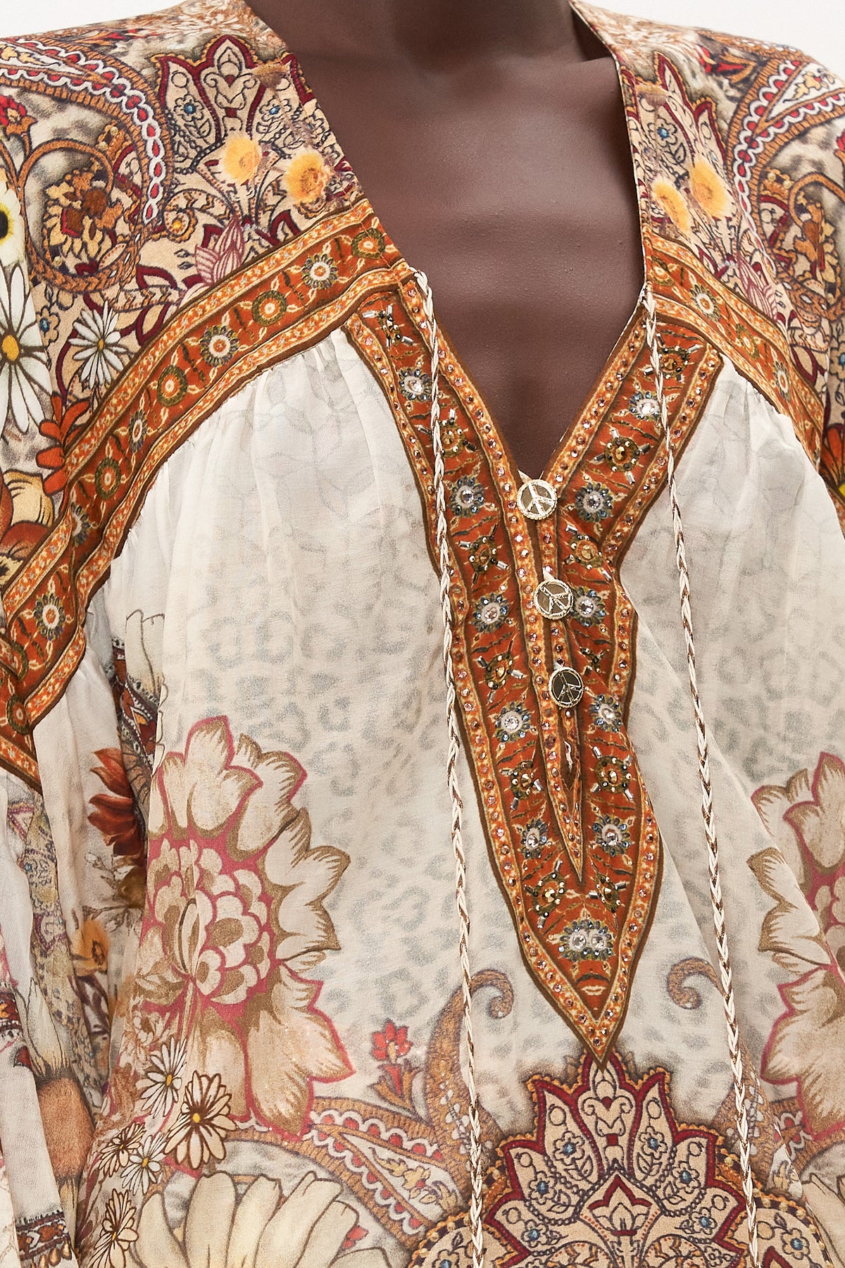 BLOUSON BLOUSE WITH NECK TIE HEART OF A HIPPIE