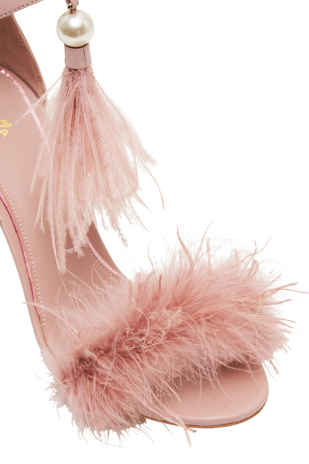 Pink Suede Feather Fur Flurry Sexy High Stiletto Heels Sandals Shoes