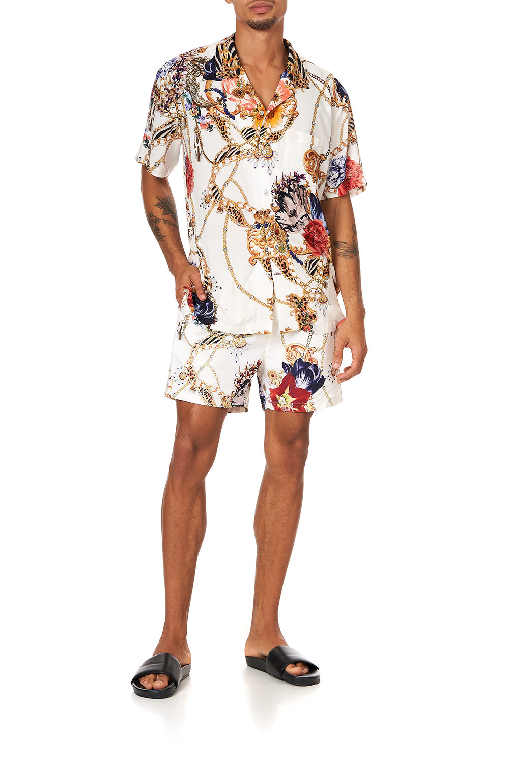 SHORT SLEEVE CAMP COLLARED SHIRT REIGN SUPREME