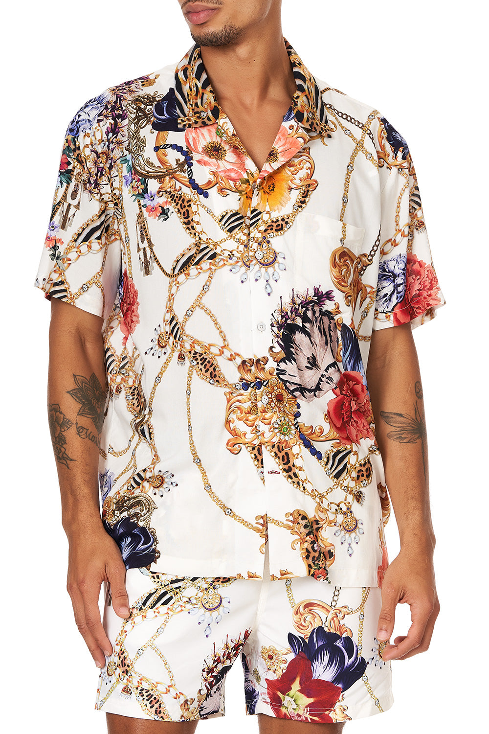 SHORT SLEEVE CAMP COLLARED SHIRT REIGN SUPREME