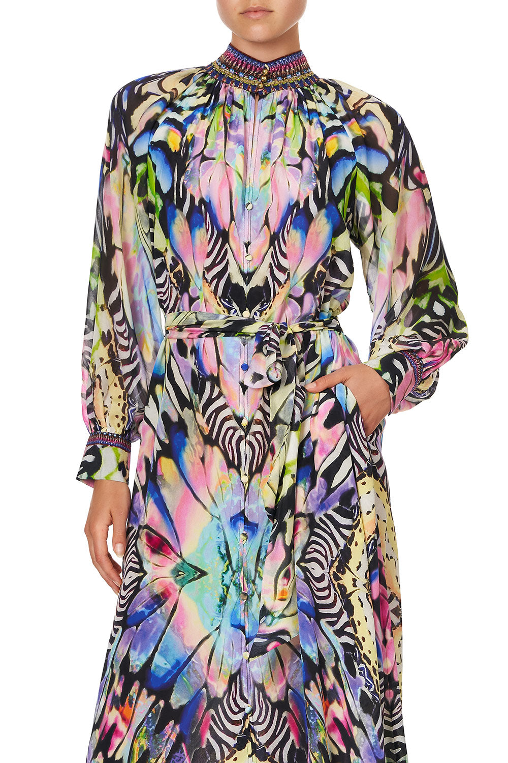 RAGLAN SLEEVE MIDI SHIRT DRESS TRANCE TEMPTATION