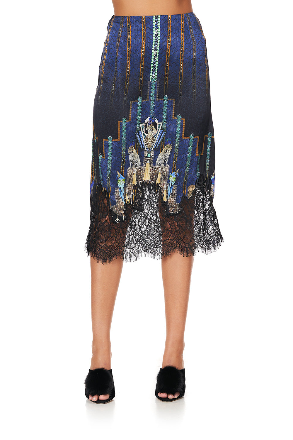 SLIP MIDI SKIRT DRIPPING IN DECO