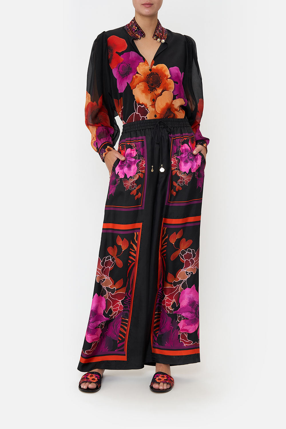 DROP SLEEVE SWING BLOUSE MIDNIGHT POPPY