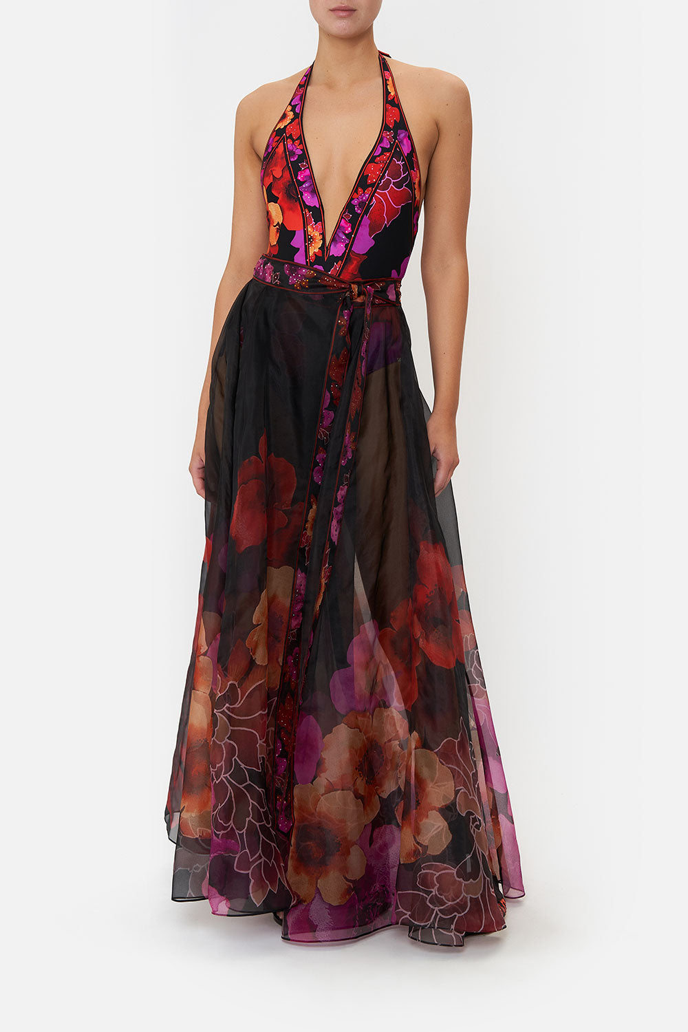 MAXI WRAP SKIRT MIDNIGHT POPPY