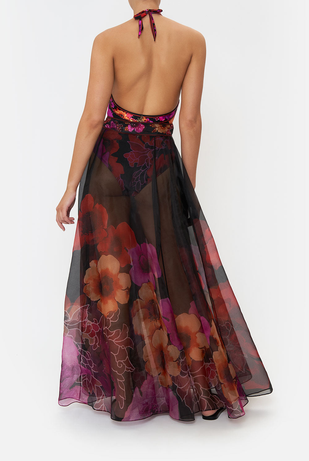 MAXI WRAP SKIRT MIDNIGHT POPPY