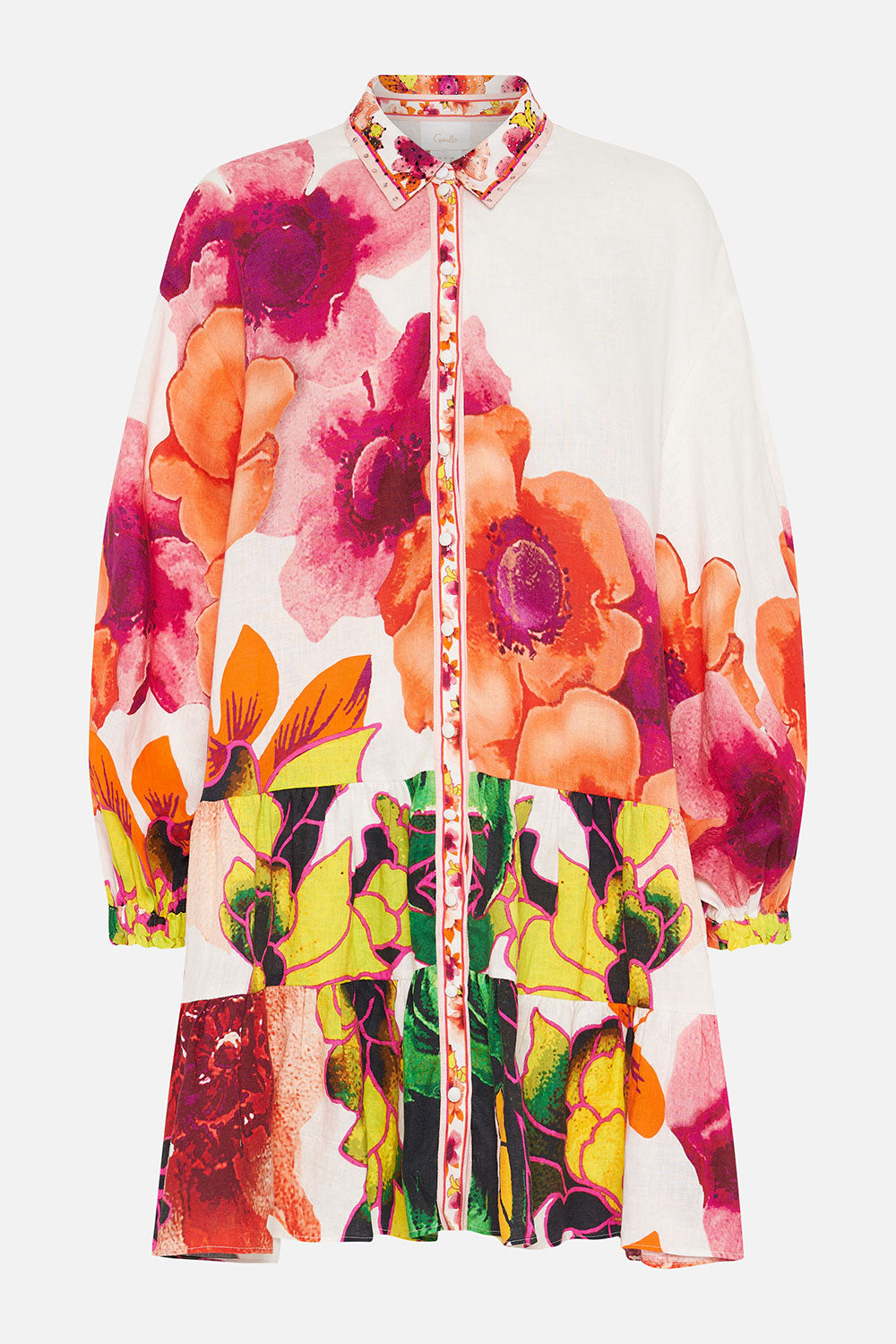 TIERED SHIRT DRESS PRETTY AS A POPPY