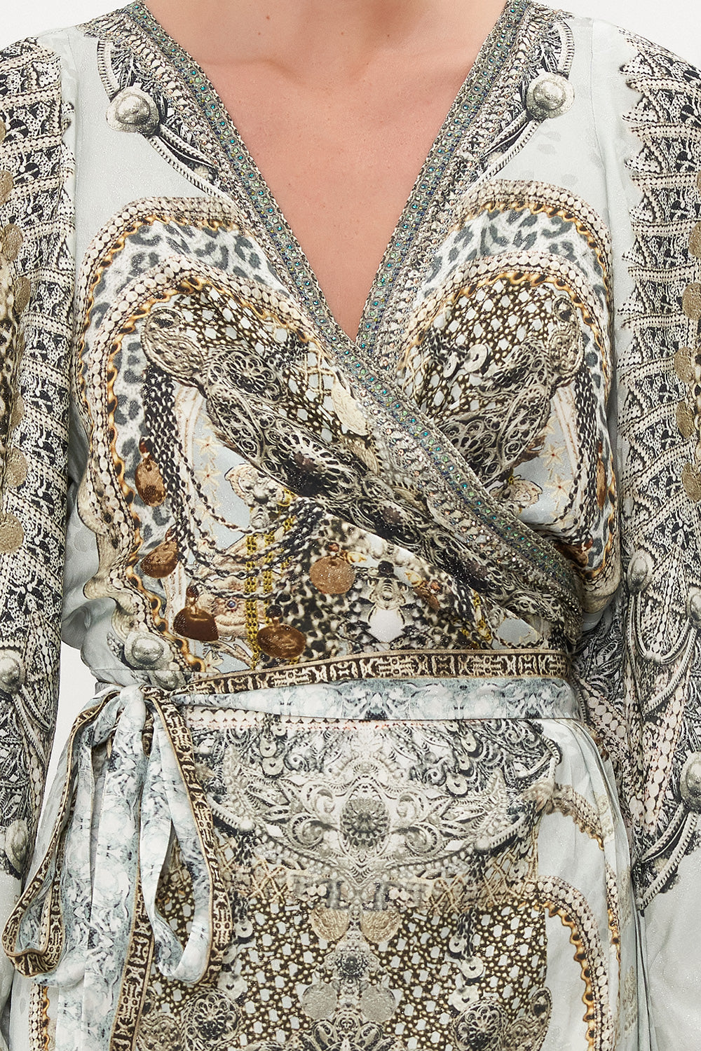 WRAP DRESS WITH DRAPED SLEEVE FREE ESPIRITU