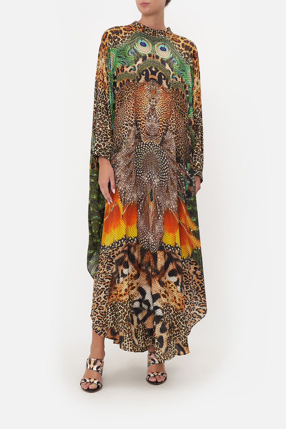 HIGH COLLAR KAFTAN WITH TIE SURREALIST XANADU