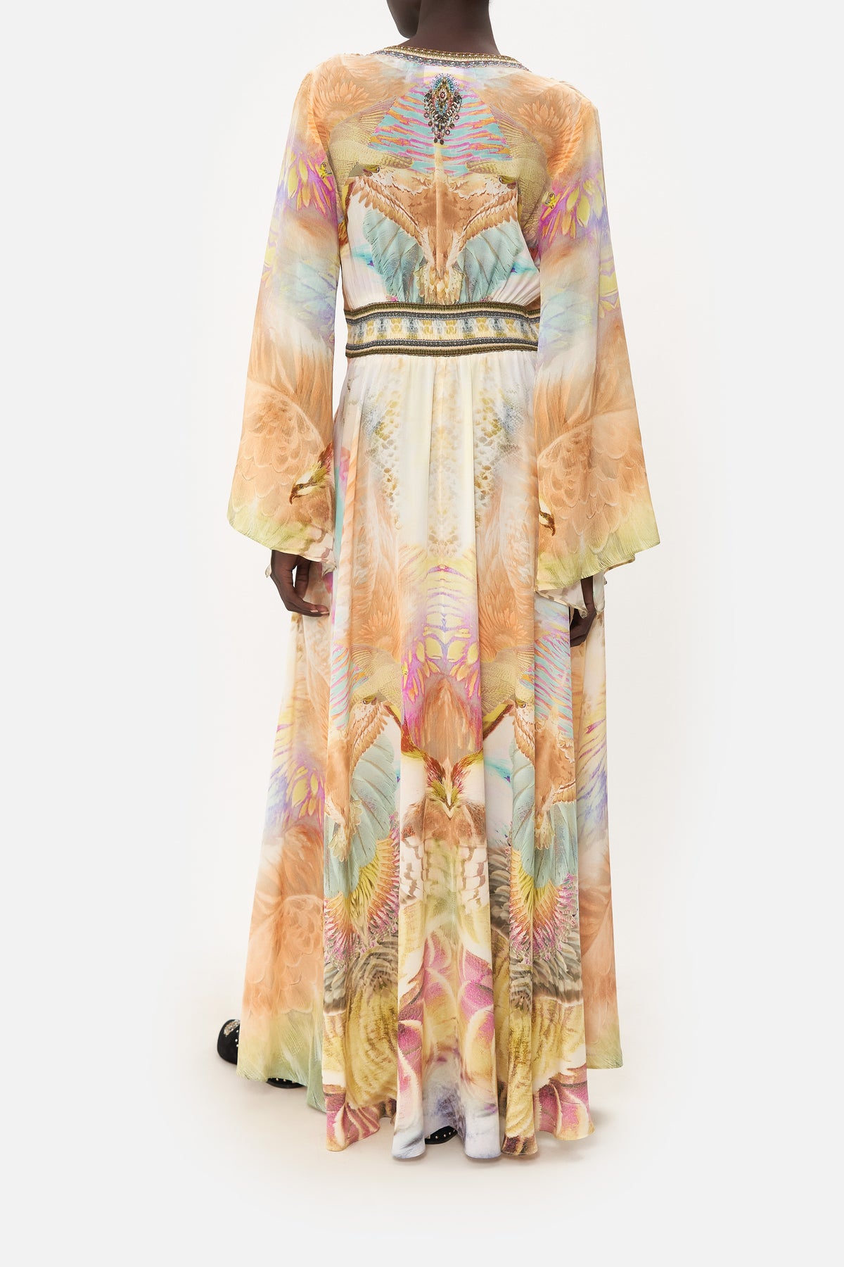 KIMONO SLEEVE DRESS WITH SHIRRING DETAIL TAKE FLIGHT