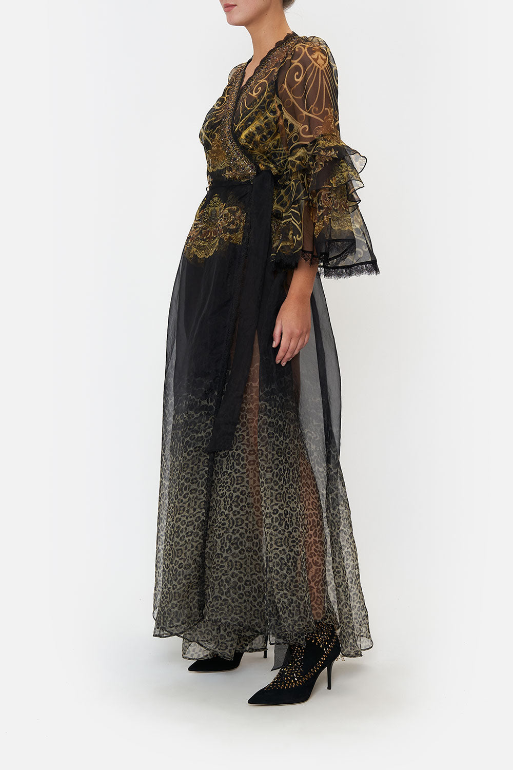 WRAP DRESS WRAP RUFFLE SLEEVE SHADOWS OF ARMADA