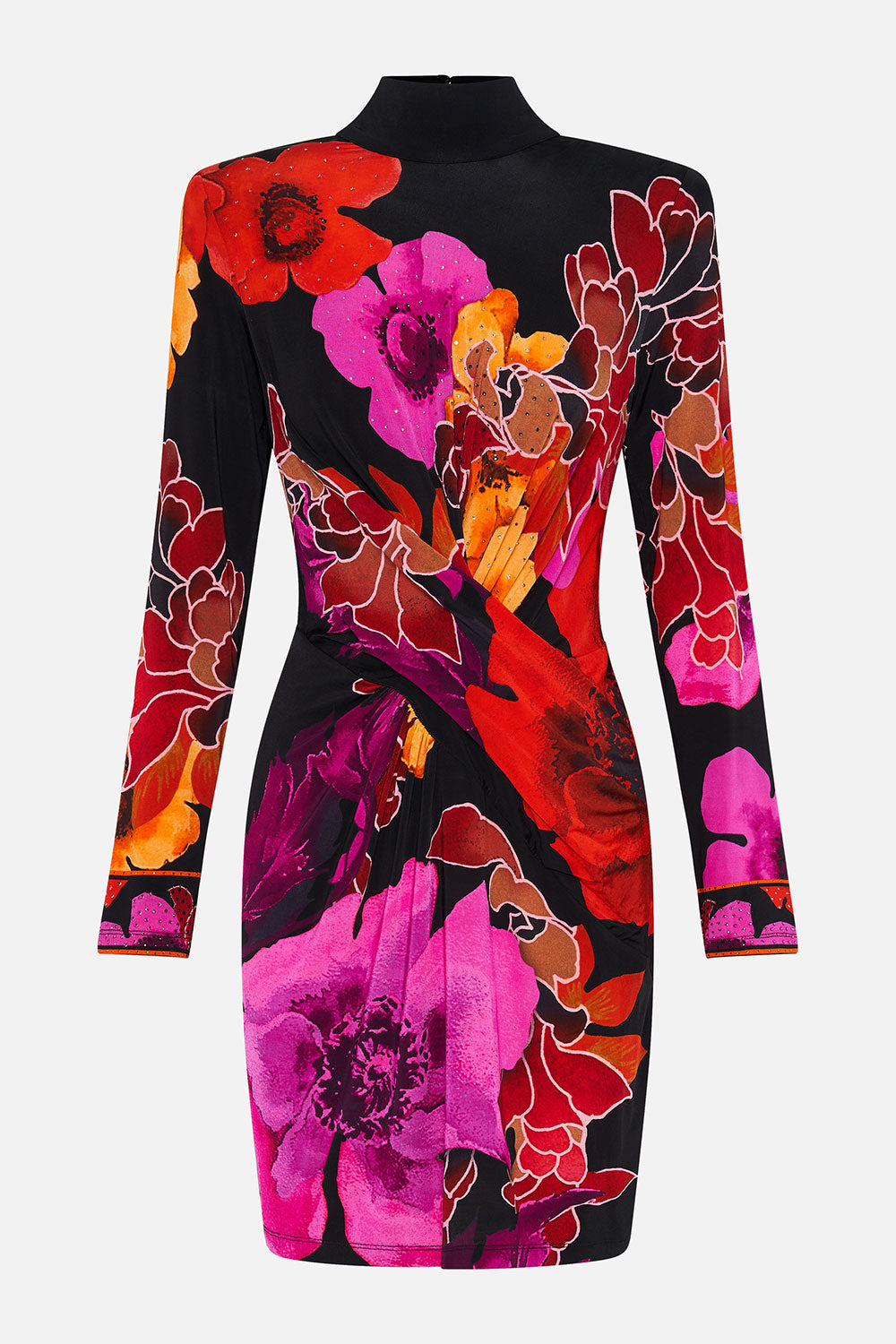 CROSS FRONT MINI DRESS MIDNIGHT POPPY