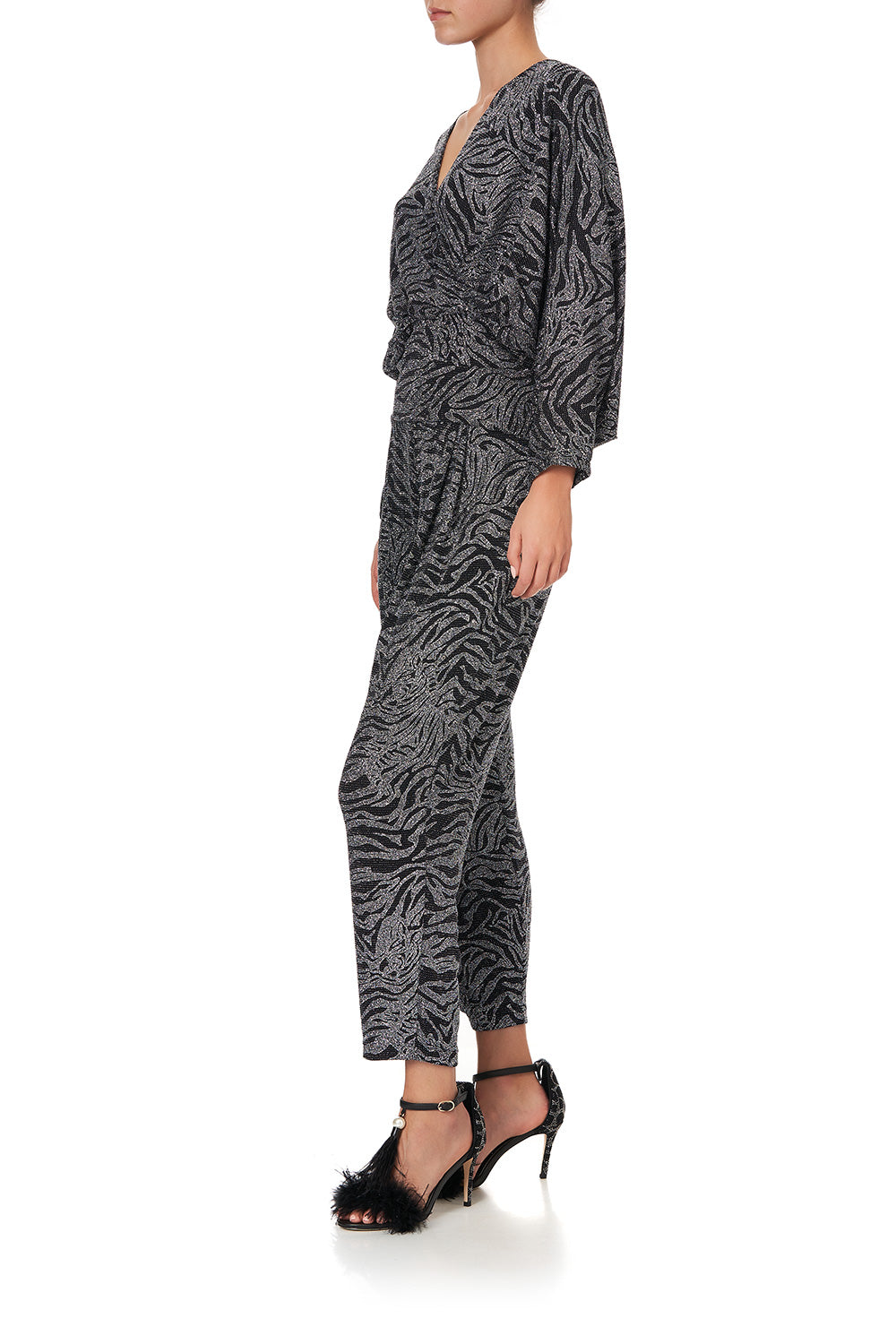 DOLMAN SLEEVE JERSEY TOP SOLID BLACK