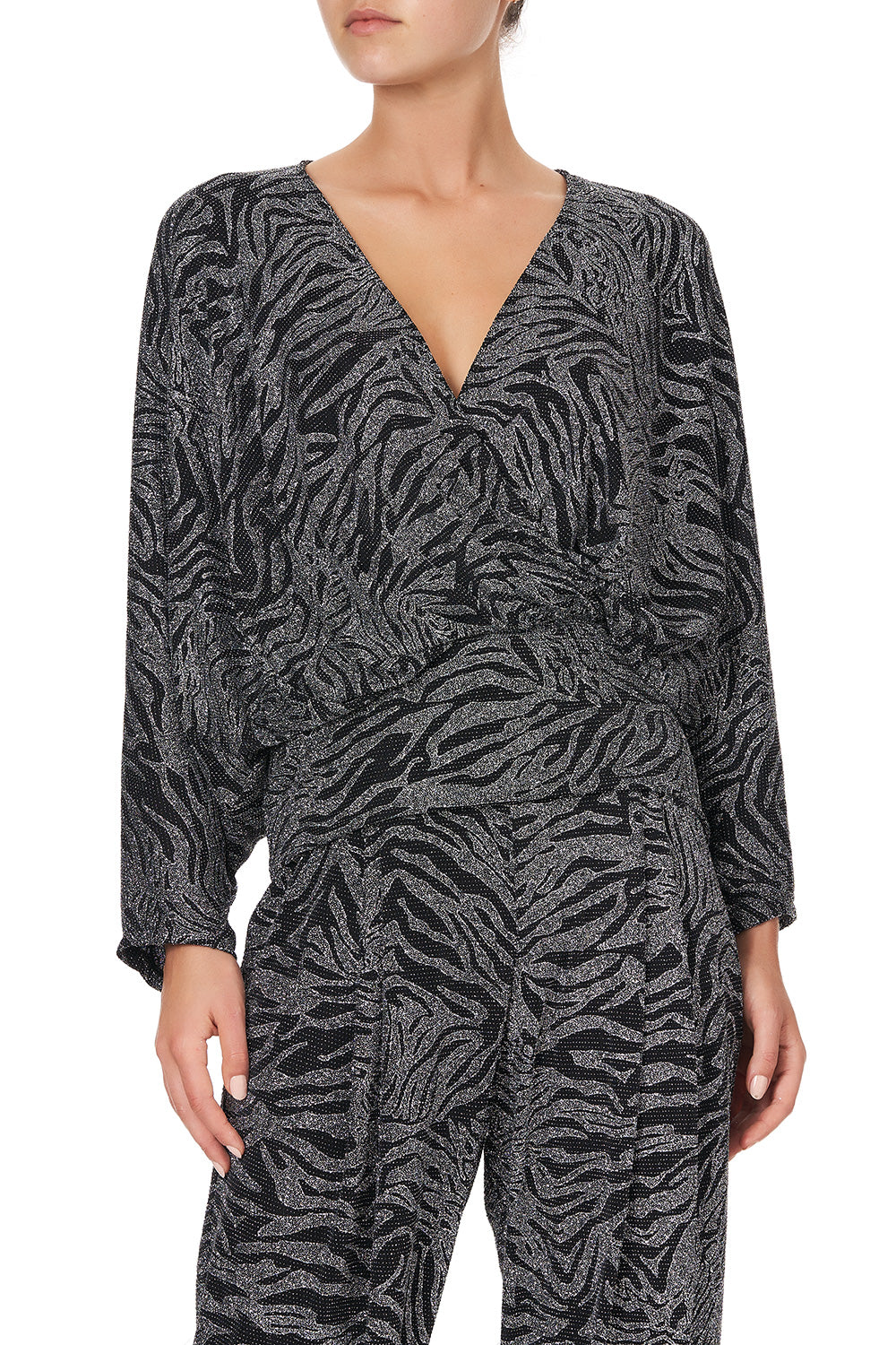 DOLMAN SLEEVE JERSEY TOP SOLID BLACK