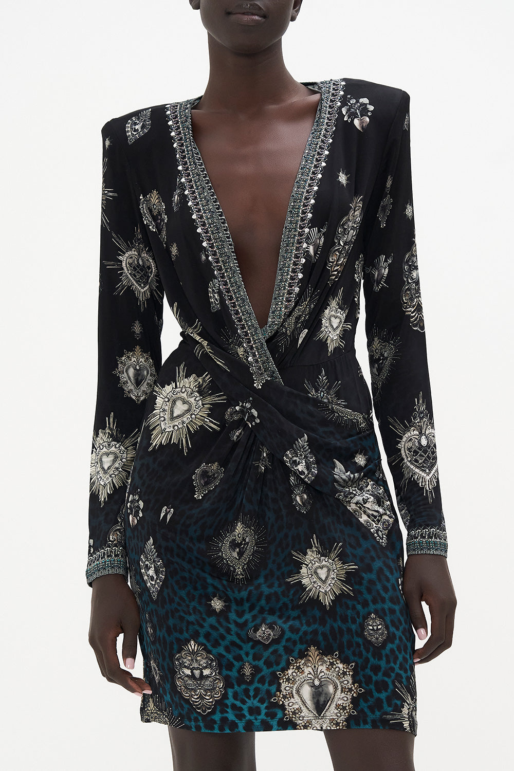 V-NECK CROSS FRONT DRESS ANIMAL ANARCHY