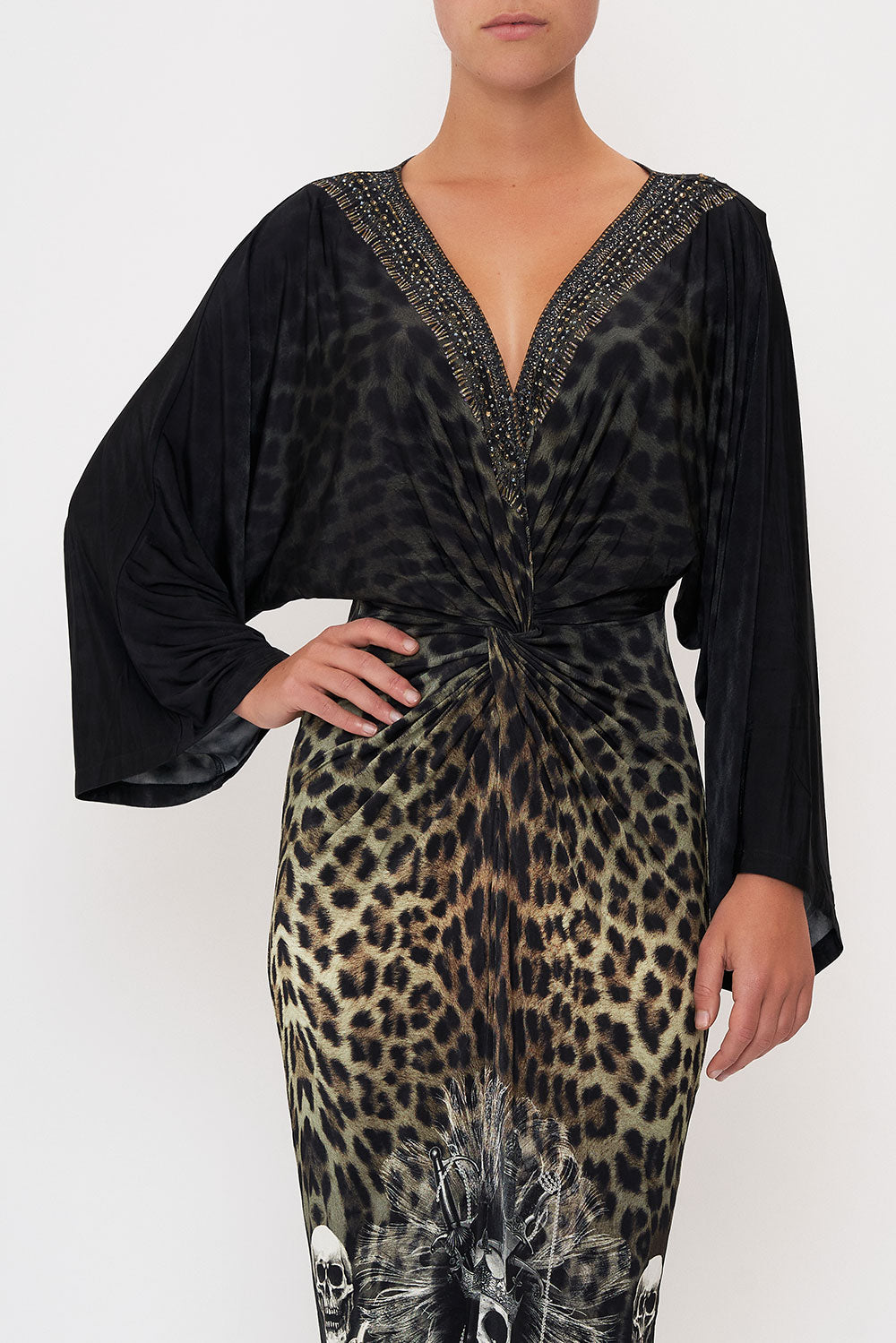 LONG SPLIT FRONT TWIST DRESS ORDER OF DISORDER