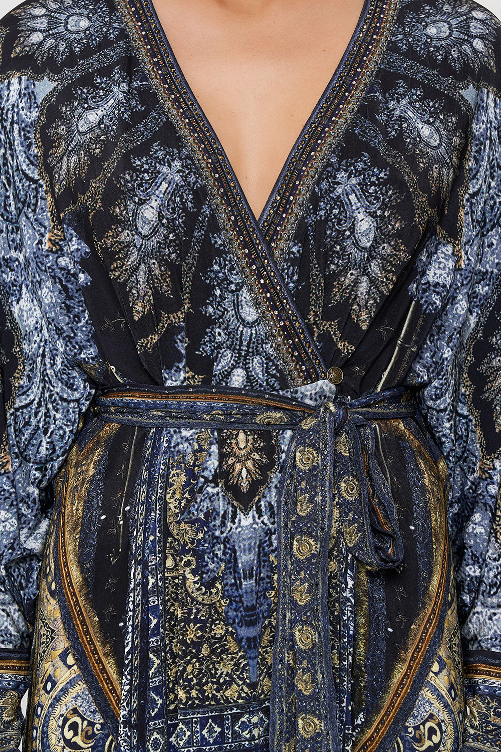 JERSEY WRAP DRESS WITH EXAGGERATED BLOUSON SLEEVE FOREVER FAMILY