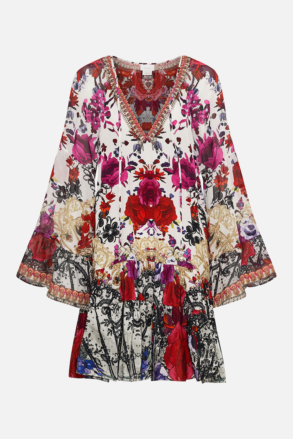 A-LINE GATHERED PANEL DRESS REIGN OF ROSES