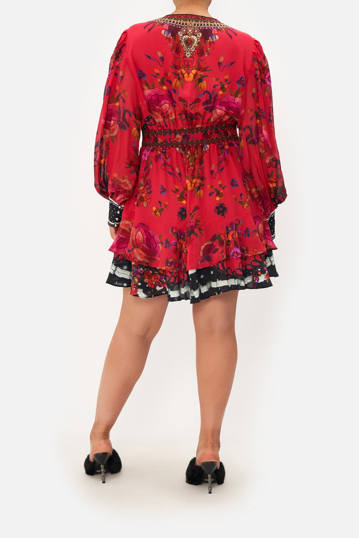 BUTTON FRONT FRILL DRESS VIEW FROM THE VEIL