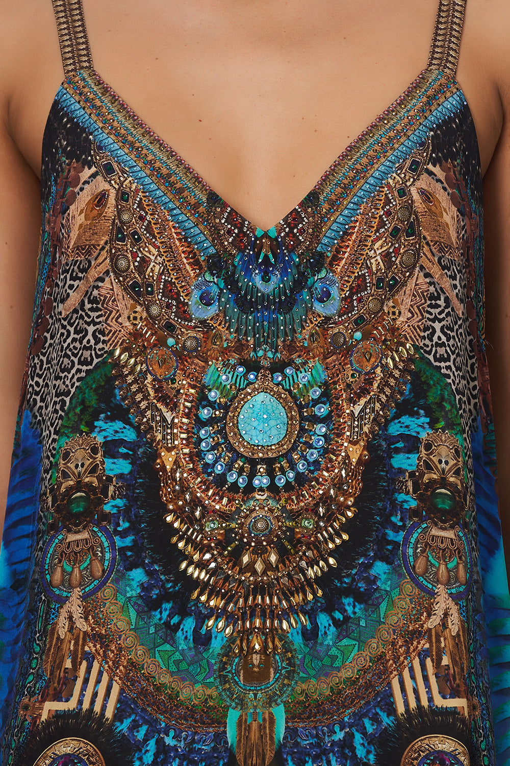 V NECK MIDI SLIP DRESS TEMPLE TEMPTRESS