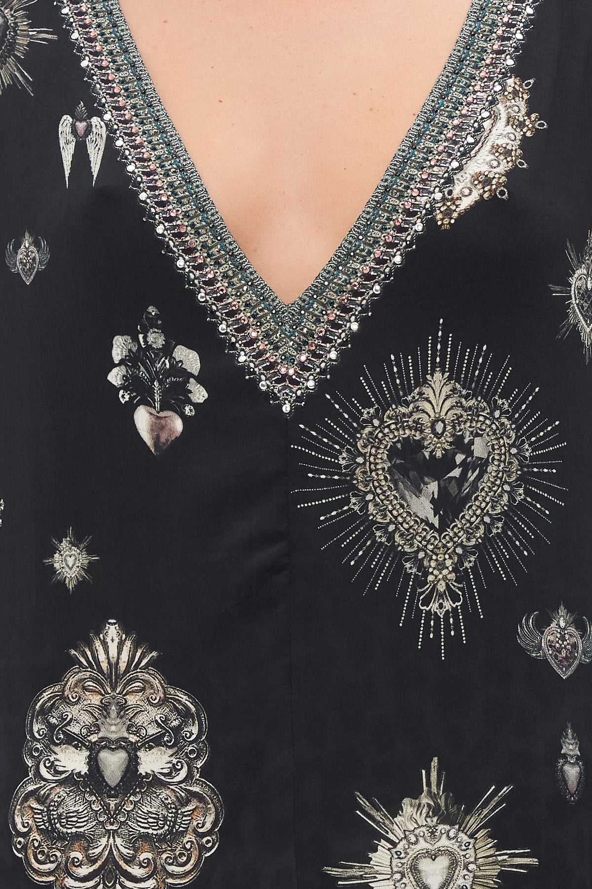 DRAPED BACK LONG SLEEVE DRESS ANIMAL ANARCHY