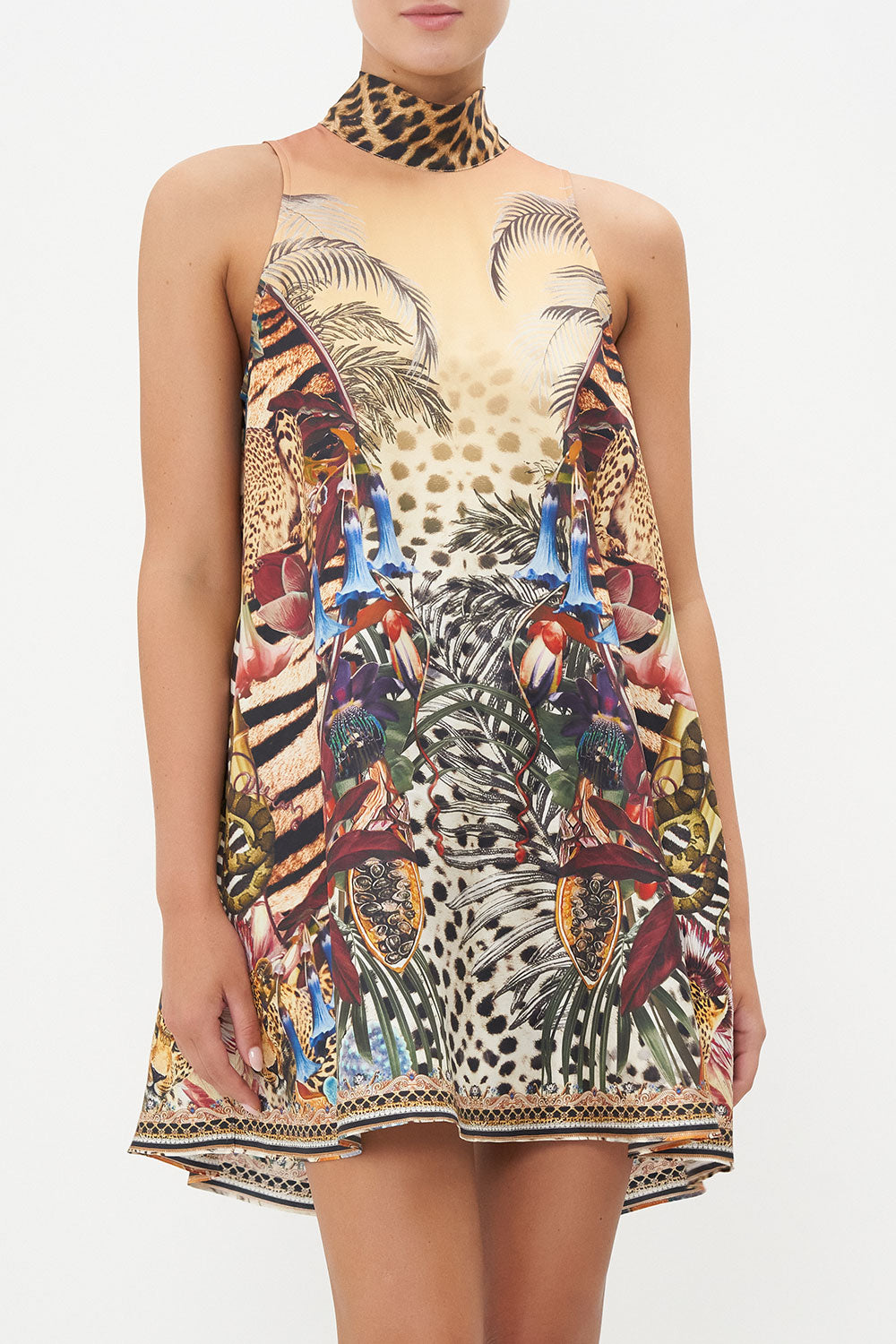 BACK NECK TIE SHORT DRESS NATURAL INSTINCT