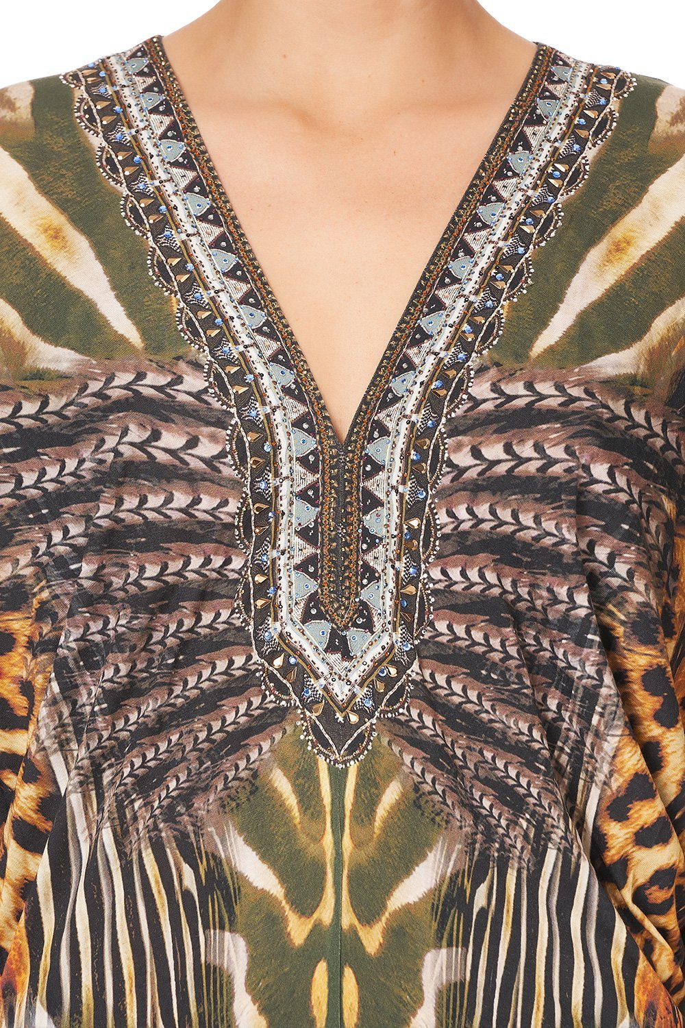 JERSEY FITTED V NECK DRESS WITH TIE NINE LIVES