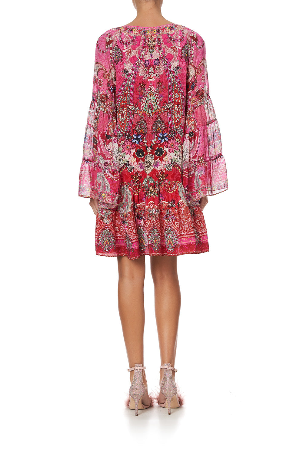 A-LINE GATHERED PANEL DRESS PALISADES PAISLEY