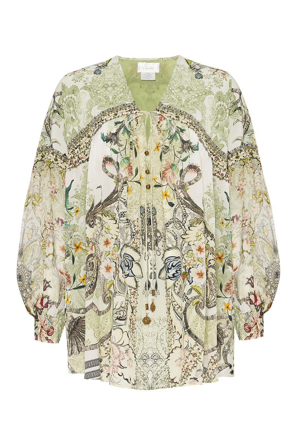 BLOUSON BLOUSE WITH NECK TIE BRICK LANE BEAUTY