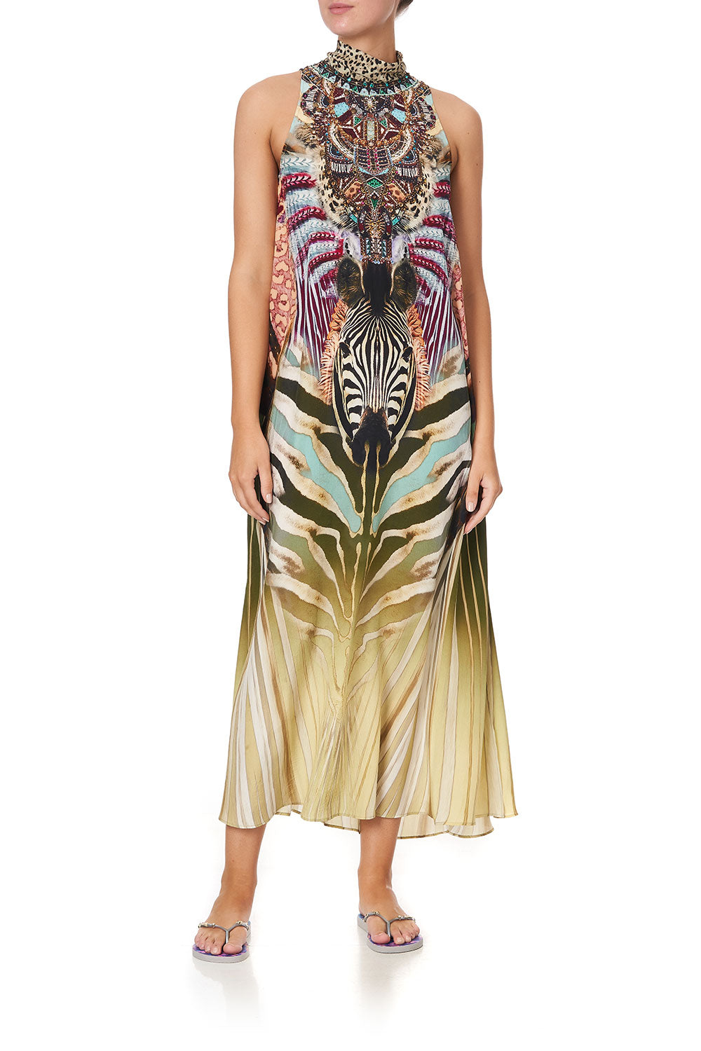 HIGH NECK DRESS WITH BACK NECK TIE UP ON CLOUD NINE