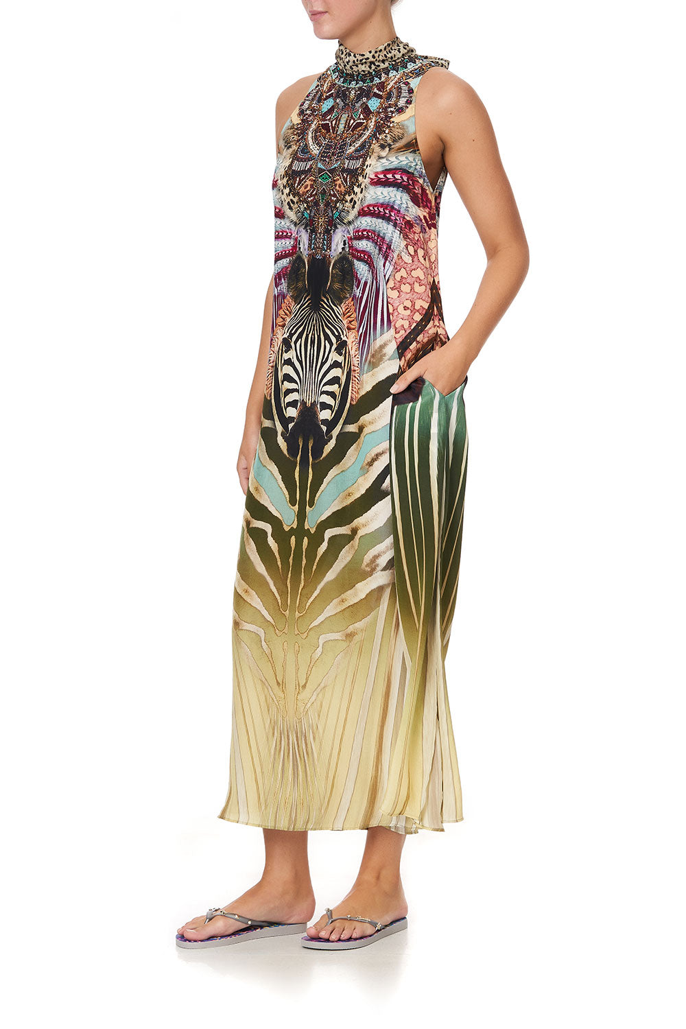 HIGH NECK DRESS WITH BACK NECK TIE UP ON CLOUD NINE