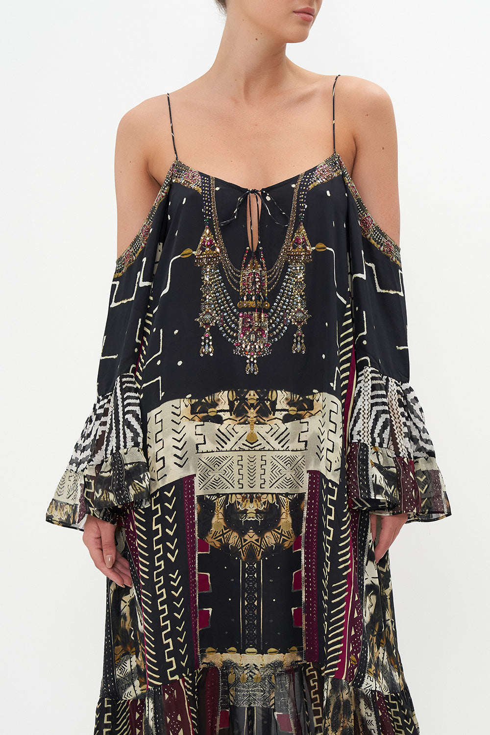 DROP SHOULDER LONG SLEEVE DRESS DESERT DREAMS