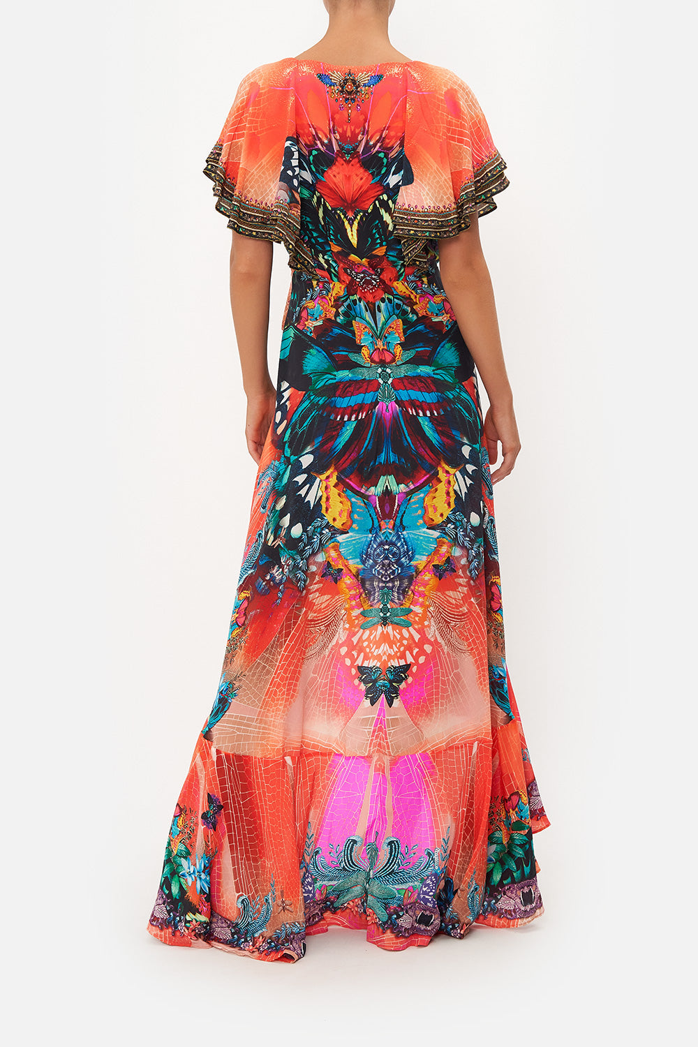Frill Sleeve Long Dress, In A Flutter