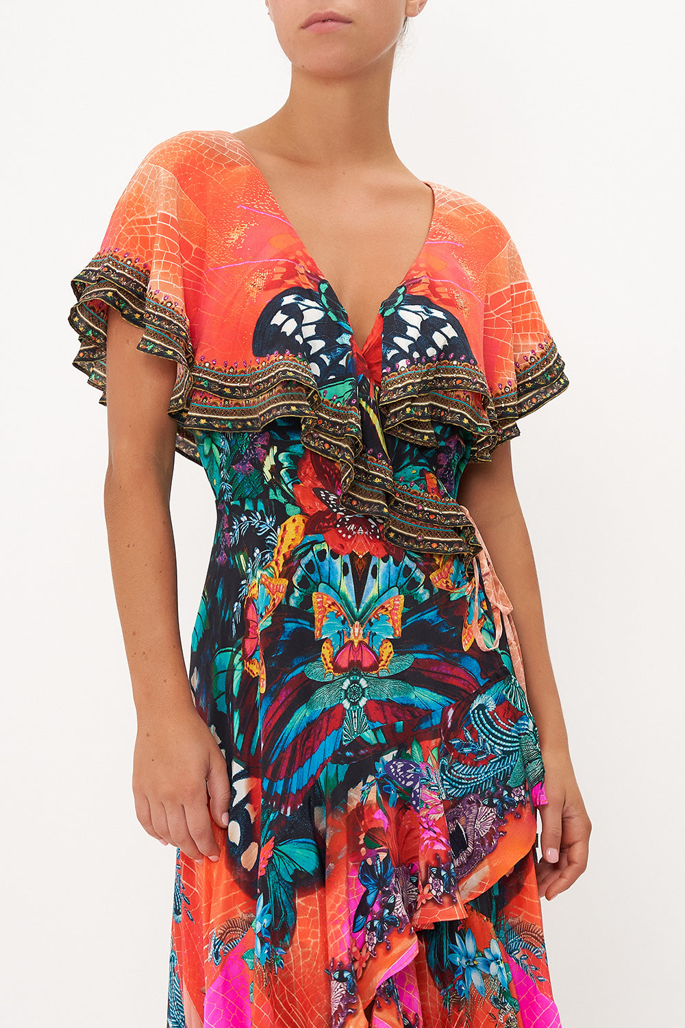 Frill Sleeve Long Dress, In A Flutter